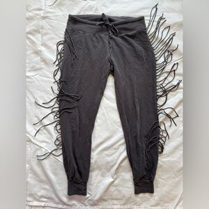 Amuse Society charcoal fringe jogger sweatpants